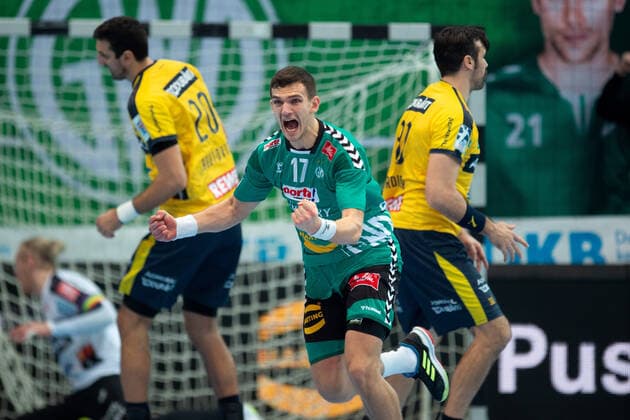 Minden, Germany 30 11 2019 1 Handball Bundesliga 2019 2020 GWD Minden vs Rhein Neckar Lions Aliaksandr Padshyvalau Minden Minden North Rhine-Westphalia Germany Kampa Halle