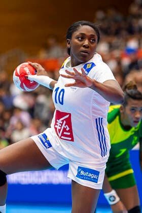 Handball, Womens World Cup 2019, preliminary round, Group B, 2 matchday , Brazil France Grace Zaadi Deuna France Yamaga City Overall Gymnasium Kumamoto Japan