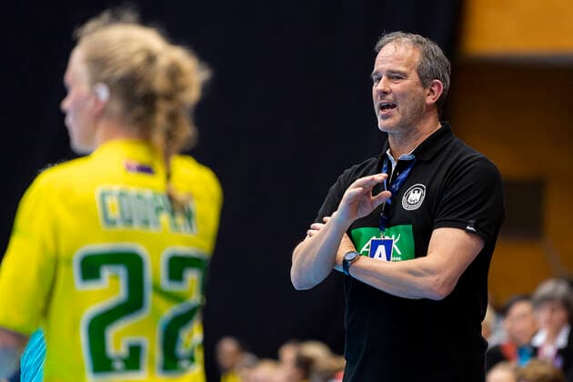 Handball, Women WM 2019, preliminary round, group B, 2 matchday , Australia Germany coach Henk Groener Germany Yamaga City Overall high school Kumamoto Japan