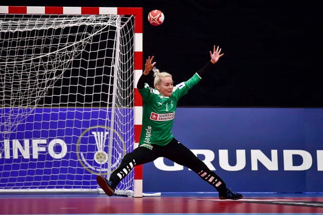 Sandra Toft in action when Denmark meets South Korea, in the preliminary round in Group B, during the Womens Handball World Cup at Kumamoto Prefectural Gymnasium in Japan, Sunday December 1, 2019, Kumamoto Denmark,  Copyright: BoxAmstrupx COP222 spdk20191201-125225-L