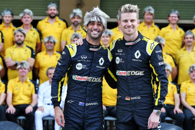 Photo4 LaPresse 01 12 2019 Abu Dhabi, United Arab Emirates Grand Prix Formula One Abu Dhabi 2019 In the pic: Daniel Ricciardo (AUS) Renault Sport F1 Team RS19 and Nico Hulkenberg (GER) Renault Sport F1 Team RS19  Copyright: xPhoto4 LaPressex