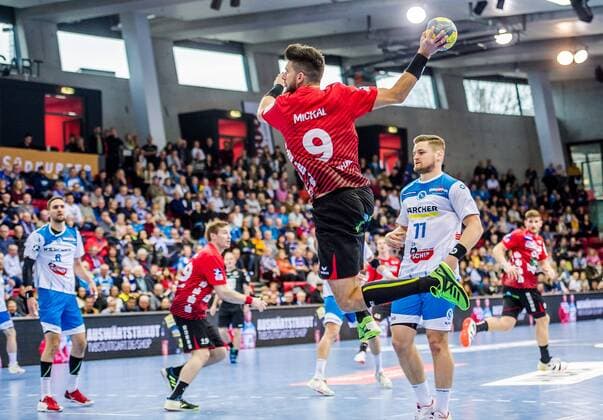 Mickal, Pavel HSG Nordhorn Lingen 9 TVB 1898 Stuttgart HSG Nordhorn Lingen HBL LIQUI MOLY 1 Handball BundesligaSCHARRena Stuttgart Baden Wuerttemberg Germany 01 12 19 Handball 15 Spieltag , Baden Wuerttemberg Germany