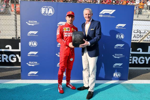 Photo4 LaPresse 01 12 2019 Abu Dhabi, United Arab Emirates Grand Prix Formula One Abu Dhabi 2019 In the pic: Charles Leclerc (MON) Scuderia Ferrari SF90 with Sean Bratches, Formula One Managing Director, Commercial Operations  Copyright: xPhoto4 LaPressex