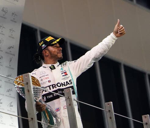 FORMULA 1 ETIHAD AIRWAYS ABU DHABI GRAND PRIX 2019 01 12 2019, Yas Marina Circuit, Abu Dhabi, FORMULA 1 ETIHAD AIRWAYS ABU DHABI GRAND PRIX 2019 , in picture podium winner Lewis Hamilton GB 44 , Mercedes AMG Petronas Motorsport nordphotoxBratic nph00250