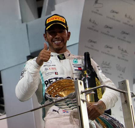 FORMULA 1 ETIHAD AIRWAYS ABU DHABI GRAND PRIX 2019 01 12 2019, Yas Marina Circuit, Abu Dhabi, FORMULA 1 ETIHAD AIRWAYS ABU DHABI GRAND PRIX 2019 , in picture podium winner Lewis Hamilton GB 44 , Mercedes AMG Petronas Motorsport nordphotoxBratic nph00250