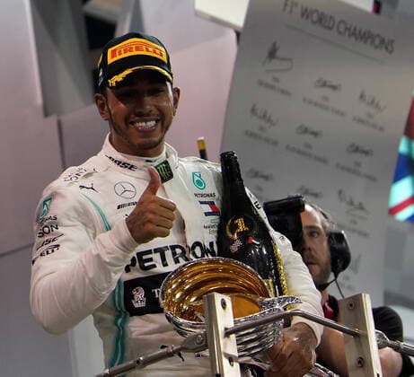 FORMULA 1 ETIHAD AIRWAYS ABU DHABI GRAND PRIX 2019 01 12 2019, Yas Marina Circuit, Abu Dhabi, FORMULA 1 ETIHAD AIRWAYS ABU DHABI GRAND PRIX 2019 , in picture podium winner Lewis Hamilton GB 44 , Mercedes AMG Petronas Motorsport nordphotoxBratic nph00250