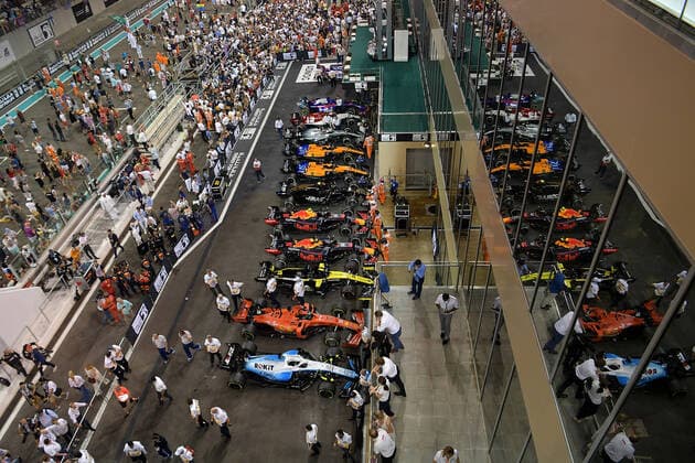 FORMULA 1 ETIHAD AIRWAYS ABU DHABI GRAND PRIX 2019 01 12 2019, Yas Marina Circuit, Abu Dhabi, FORMULA 1 ETIHAD AIRWAYS ABU DHABI GRAND PRIX 2019 , in the picture podium winner Lewis Hamilton GB 44 , Mercedes AMG Petronas Motorsport, 2 place for Max Verstappen NEL 33 , Aston Martin Red Bull Racing, 3 place for Charles Leclerc MCO 16 , Scuderia Ferrari Mission Winnow nordphotoxBratic nph00250