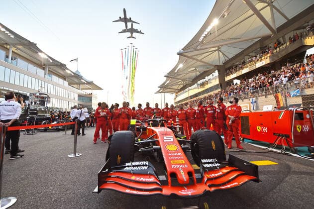 01 12 2019, xekx, Motorsport FIA, Formula 1 Abu Dhabi Grand Prix Race 2019 emspor, The last race of the 2019 season for Ferrari, with Airbus overflight by Ediath DFL DFB REGULATIONS PROHIBIT ANY USE OF PHOTOGRAPHS as IMAGE SEQUENCES and or QUASI VIDEO Abu Dhabi eel-fotografie Eberhard Krieger