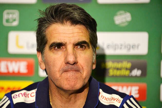 1 Handball Bundesliga 2019 2020, 15 matchday, SC DHfK Leipzig TSV Hannover Burgdorf 1 12 2019 30 27 Antonio Carlos Ortega Trainer Hannover Burgdorf at the press conference after the Handball Bundesliga match Leipzig vs. Hannover Burgdorf 01 12 2019 Leipzig Sachsen Deutschland Arena Leipzig