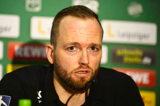 1 Handball Bundesliga 2019 2020, 15 matchday, SC DHfK Leipzig TSV Hannover Burgdorf 1 12 2019 30 27 Andre Haber Trainer SC DHfK Leipzig at the press conference after the Handball Bundesliga match Leipzig vs. Hannover Burgdorf 01 12 2019 Leipzig Sachsen Deutschland Arena Leipzig