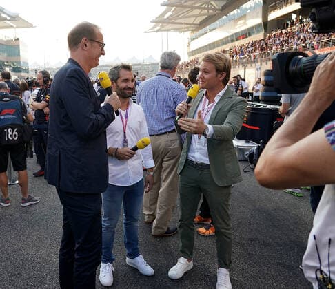 FORMULA 1 ETIHAD AIRWAYS ABU DHABI GRAND PRIX 2019 01 12 2019, Yas Marina Circuit, Abu Dhabi, FORMULA 1 ETIHAD AIRWAYS ABU DHABI GRAND PRIX 2019 , pictured Florian König RTL presenter , DTM racer Timo Glock DEU 16 , BMW Team RMR, Formula 1 World Champion Nico Rosberg nordphotoxBratic nph00250
