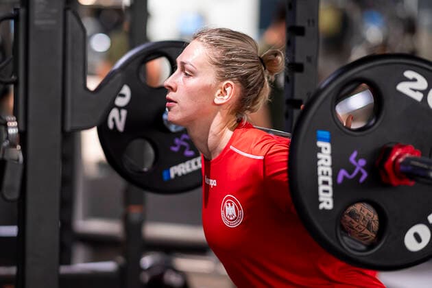 Handball, Women WM 2019, Preliminary Round, Group B, Media Day Strength Training Germany Luisa Schulze Germany Bietigheim Yamaga City Kumamoto Japan