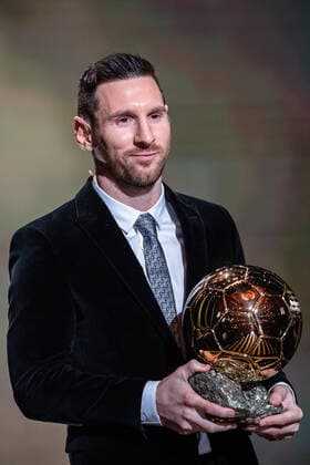 (191203) -- PARIS, Dec. 3, 2019 (Xinhua) -- Barcelona s Argentinian forward Lionel Messi poses with the trophy during the Ballon d Or 2019 awards ceremony at the Theatre du Chatelet in Paris, France, Dec. 2, 2019. (Photo by Aurelien Morissard Xinhua) (SP)FRANCE-PARIS-SOCCER-BALLON D OR 2019 AWARDS 