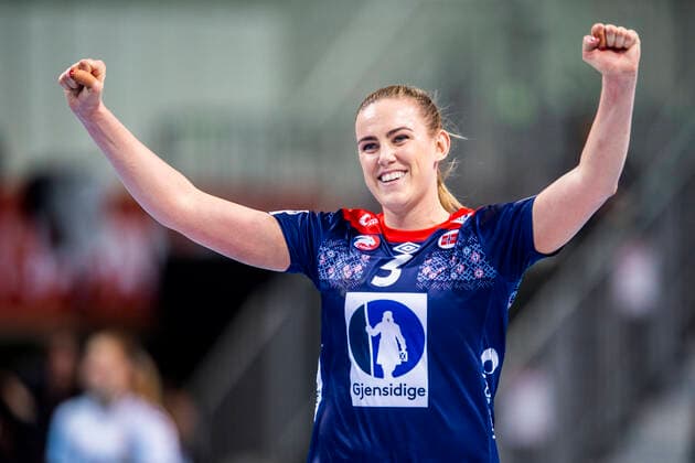 191203 Emilie Hegh Arntzen of Norway celebrate during the Women s World Handball Championship game between Norway and Serbia on December 3, 2019 in Kumamoto Photo Daniel Stiller Bildbyran kod DS 59413 bbeng dam women handball handboll world handball championship 2019 norway norge handball vm serbien serbia jubel celebration,  Copyright: DANIELxSTILLER BB191203DS080