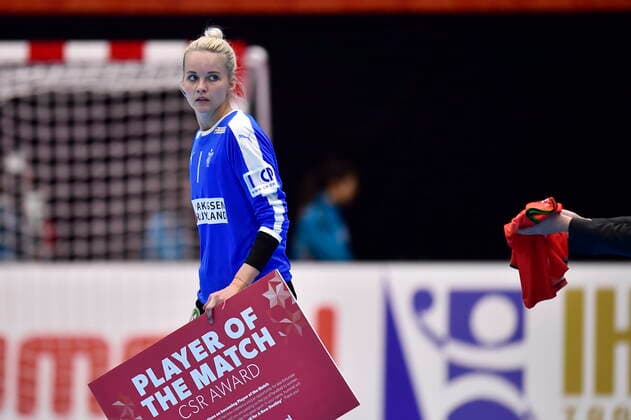 Sandra Toft was named player of the match when Denmark meets Germany, in the preliminary round in Group B, during the Womens Handball World Cup at Kumamoto Prefectural Gymnasium in Japan, Tuesday, December 3, 2019, Kumamoto Denmark,  Copyright: BoxAmstrupx COP222 spdk20191203-141634-L