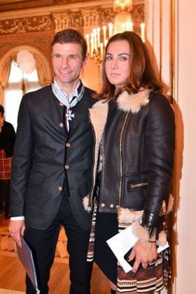 Thomas MUELLER MÜLLER,Bayern Muenchen with wife Lisa Award of the Bavarian Order of Merit in the Prince Carl Palais in Munich on 03 12 2019,