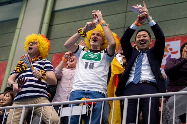 Handball, Women WM 2019, preliminary round, Group B, 3 matchday , Denmark Germany Fan curve Fans Fan block Germany Kumamoto Kumamoto Prefectural Gymnasium Kumamoto Japan