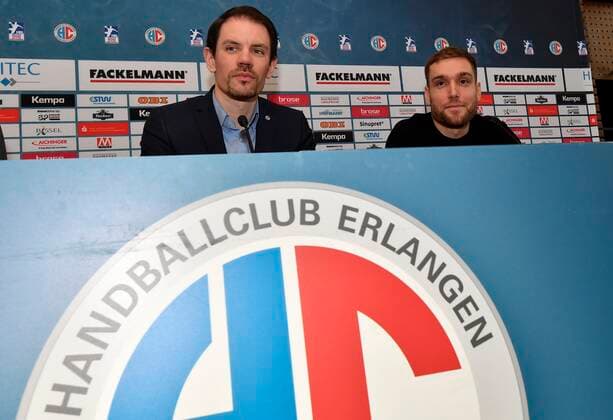 03 12 2019 Handball 1 Bundesliga Season 2019 2020 HC Erlangen HCE Press conference Press event Media event Rene Selke Managing Director HC Erlangen HCE and Klemen Ferlin