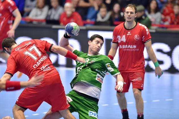 Mijajlo Marsenic Fuechse Berlin at the throw Felix Danner MT Melsungen L , Kai Haefner MT Melsungen rear , GER, MT Melsungen Fuechse Berlin, Handball, DHB Cup, 03 12 2019, GER, MT Melsungen Fuechse Berlin, Handball, DHB Cup Men, 03 12 2019 Kassel Copyright: xSippel xEibner-Pressefotox EP_rsl