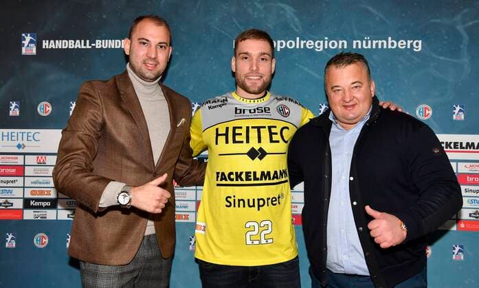 03 12 2019 Handball 1 Bundesliga Season 2019 2020 HC Erlangen HCE Press conference Press event Media event Klemen Ferlin with consultant Manager