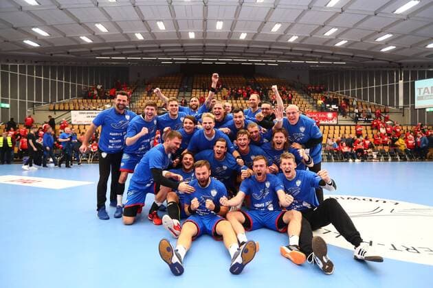 Lemgo players celebrate the victory in Ludwigshafen and the entry into the Final Four Owls Ludwigshafen vs. TBV Lemgo, Handball, DHB Cup, 03 12 2019 Owls Ludwigshafen vs. TBV Lemgo, Handball, DHB Cup, 03 12 2019 Ludwigshafen Copyright: xWeissx Eibner-Pressefotox EP_rws