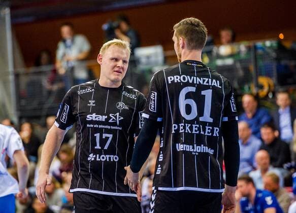 Patrick Wiencek, THW Kiel 17 Hendrik Pekeler, THW Kiel 61 TVB 1898 Stuttgart THW Kiel DHB Cup Quarter Finals HBL 1 Handball Bundesliga SCHARRrena Stuttgart Baden Wuerttemberg Germany at the DHB Cup Quarter Finals, TVB 1898 Stuttgart THW Kiel Stuttgart 03 12 19 Handball DHB Cup , Stuttgart Baden Wuerttemberg Germany