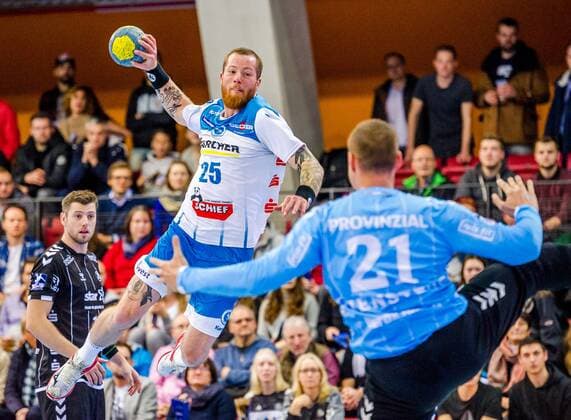 Zieker, Patrick TVB Stuttgart 25 Darob Quenstedt, THW Kiel 21 TVB 1898 Stuttgart THW Kiel DHB Cup Quarter Finals HBL 1 Handball Bundesliga SCHARRrena Stuttgart Baden Wuerttemberg Germany at the match in the DHB Cup Quarter Finals, TVB 1898 Stuttgart THW Kiel Stuttgart 03 12 19 Handball DHB Cup , Stuttgart Baden Wuerttemberg Germany
