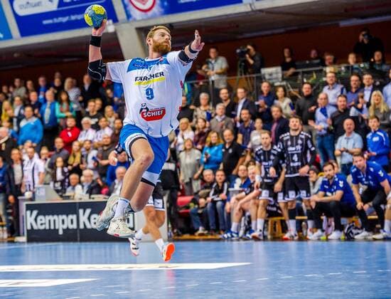 Spaeth, Manuel TVB Stuttgart 9 TVB 1898 Stuttgart THW Kiel DHB Cup Quarter Finals HBL 1 Handball Bundesliga SCHARRrena Stuttgart Baden Wuerttemberg Germany at the match in the DHB Cup Quarter Finals, TVB 1898 Stuttgart THW Kiel Stuttgart 03 12 19 Handball DHB Cup , Stuttgart Baden Wuerttemberg Germany