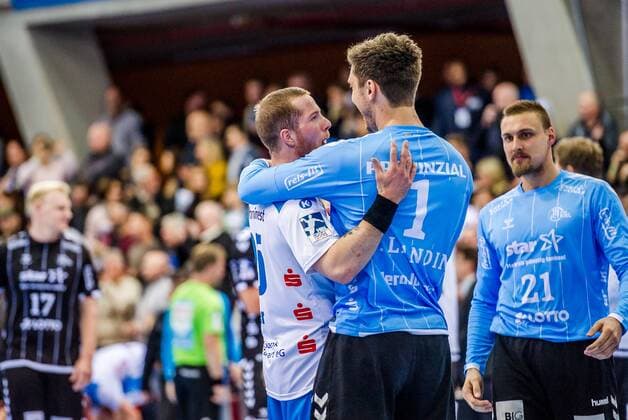 Zieker, Patrick TVB Stuttgart 25 Niklas Landin Jacobsen, THW Kiel 1 TVB 1898 Stuttgart THW Kiel DHB Cup Quarter Finals HBL 1 Handball Bundesliga SCHARRrena Stuttgart Baden Wuerttemberg Germany at the match in the DHB Cup Quarter Finals, TVB 1898 Stuttgart THW Kiel Stuttgart 03 12 19 Handball DHB Cup , Stuttgart Baden Wuerttemberg Germany