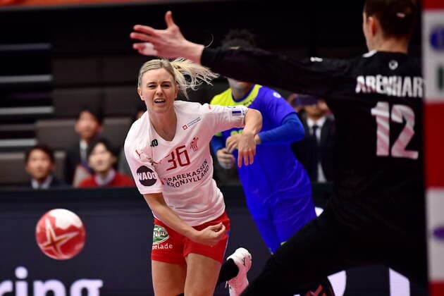 Freja Cohrt Kyndboel in action when Denmark meets Brazil, in the preliminary round in Group B, during the Womens Handball World Cup at Kumamoto Prefectural Gymnasium in Japan, Wednesday, December 4, 2019, Kumamoto Denmark,  Copyright: BoxAmstrupx COP222 spdk20191204-125013-L