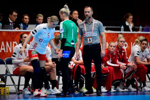 Sarah Iversen and Sandra Toft head out to Denmark to meet Brazil, in the preliminary round in Group B, during the Womens Handball World Cup at Kumamoto Prefectural Gymnasium in Japan, Wednesday, December 4, 2019, Kumamoto Denmark,  Copyright: BoxAmstrupx COP222 spdk20191204-130010-L