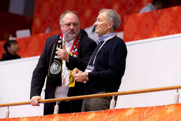 Handball, Womens World Cup 2019, preliminary round, Group B, 4th matchday , Germany France v left DHB President Andreas Michelmann and IHF President Hasan Mustafa Yamaga Yamaga Overall Grammar School Kumamoto Japan