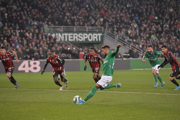 Denis Bouanga (saint etienne) FOOTBALL : AS Saint Etienne vs OGC Nice - Ligue 1 Conforama - 04 12 2019 FredericChambert Panoramic 