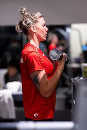Handball, Women WM 2019, Preliminary Round, Group B, Media Day Strength Training Germany Luisa Schulze Germany Bietigheim Yamaga City Kumamoto Japan