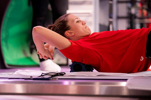 Handball, Women WM 2019, preliminary round, Group B, Media Day Strength Training Germany Julia Behnke Germany Rostov Don Yamaga City Kumamoto Japan