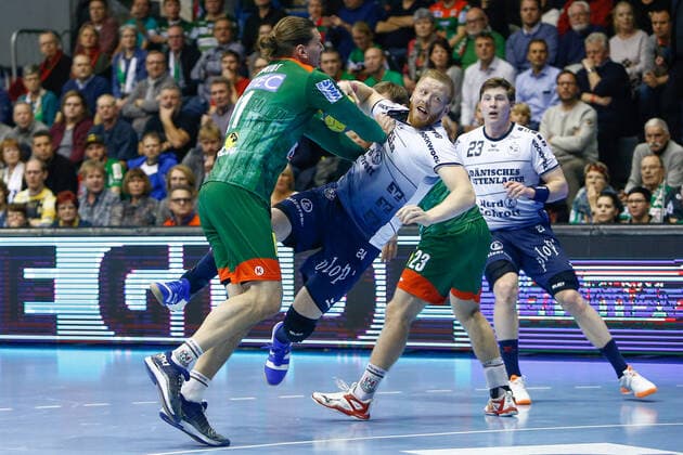05 12 2019, xtgx, Handball Liqui Moly HBL, SC Magdeburg SG Flensburg Handewitt emspor, v l Erik Schmidt Magdeburg, 21 , Jim Gottfridsson Flensburg, 24 scores goal, scorers, scored goal, scores the goal, duel, fight, tackle GETEC Arena