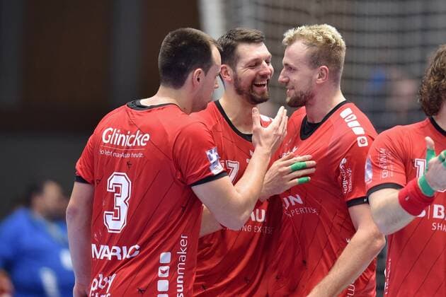 Jubilation after the victory at Julius Kuehn MT Melsungen M , Marino Maric L , Felix Danner M , GER, MT Melsungen Die Eulen Ludwigshafen, Handball, 1 Bundesliga Maenner, 05 12 2019, GER, MT Melsungen Eulen Ludwigshafen, Handball, 1 Liga Maenner, 05 12 2019 Kassel Copyright: xSippel xEibner-Pressefotox EP_rsl