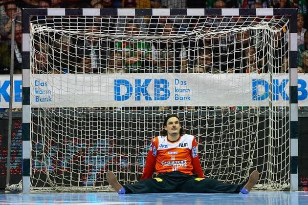 05 12 2019, xtgx, Handball Liqui Moly HBL, SC Magdeburg SG Flensburg Handewitt emspor, v l Jannick Green Krejberg Magdeburg, 16 seated in goal GETEC Arena