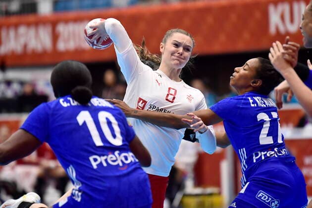 Anne Mette Hansen Denmark meets France, in the preliminary round in Group B, during the Womens Handball World Cup at Kumamoto Prefectural Gymnasium in Japan, Friday, December 6, 2019, Kumamoto Denmark,  Copyright: BoxAmstrupx cop222 spdk20191206-124128-L