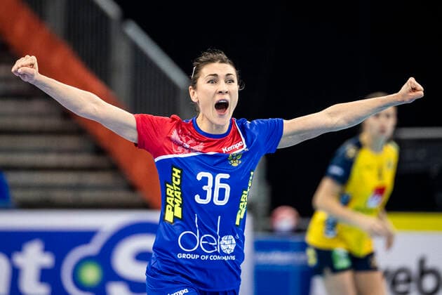 191206 Luliia Managarova of Russia celebrates during the Women s World Handball Championship match between Russia and Sweden on December 6, 2019 in Kumamoto Photo Ludvig Thunman BILDBYRAN kod LT 35695 bbeng dam women handball handboll world handball championship 2019 sverige sweden ryssland russia jubel celebration,  Copyright: LUDVIGxTHUNMAN BB191206LT019