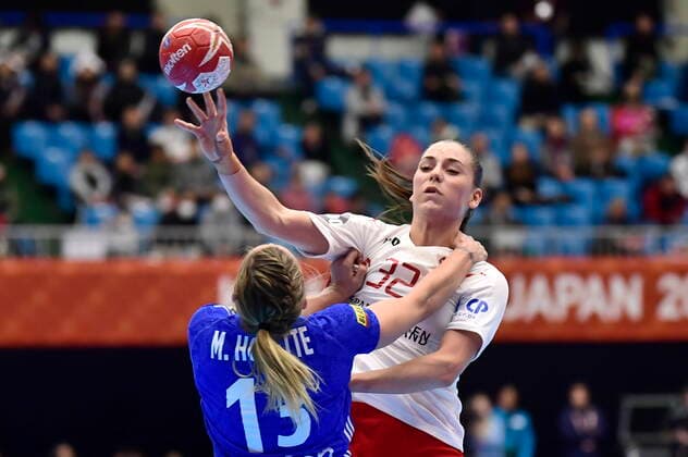 Mie Hoejlund Denmark meets France, in the preliminary round in Group B, during the Womens Handball World Cup at Kumamoto Prefectural Gymnasium in Japan, Friday, December 6, 2019, Kumamoto Denmark,  Copyright: BoxAmstrupx cop222 spdk20191206-124841-L