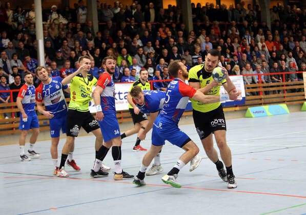 lsp Third Handball Bundesliga HSG Beberau Modau vs TV Grosswallstadt Season 2019 2020 06 12 2019 Darmstadt v l Marcel Engels Grosswallstadt, Eric Schaeffter Grossbieberau Action, duel ba
