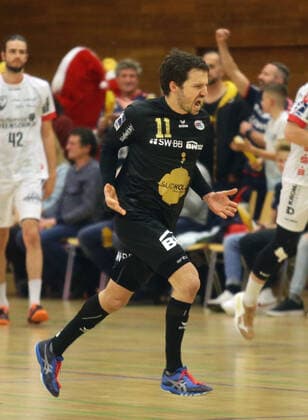 Bietigheim , Handball 2 Bundesliga SG BBM Bietigheim vs TuS Ferndorf , Jubel Christian Schäfer BBM