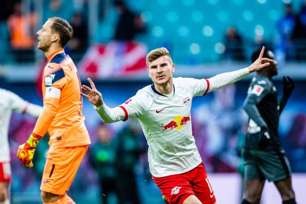Bilder des Jahres 2019, Sport 12 Dezember Sport Themen der Woche KW49 Sport Bilder des Tages Jubel Timo Werner ( 1 RB Leipzig) zum 1:0 Tor waehrend der Saison 2019-2020 in der 1. Fussball Bundesliga (Herren) zwischen RB Leipzig und TSG 1899 Hoffenheim in der Red Bull Arena am 7. December 2019 in Leipzig, Sachsen (Saxony), Deutschland (Germany) (DFL REGULATIONS PROHIBIT ANY USE OF PHOTOGRAPHS AS IMAGE SEQUENCES AND OR QUASI-VIDEO) *** Jubel Timo Werner 1 RB Leipzig to 1 0 goal during the season 2019 2020 in the 1 Soccer Bundesliga Men between RB Leipzig and TSG 1899 Hoffenheim in the Red Bull Arena on 7 December 2019 in Leipzig, Saxony Saxony , Germany Germany DFL REGULATIONS PROHIBIT ANY USE OF PHOTOGRAPHS AS IMAGE SEQUENCES AND OR QUASI VIDEO