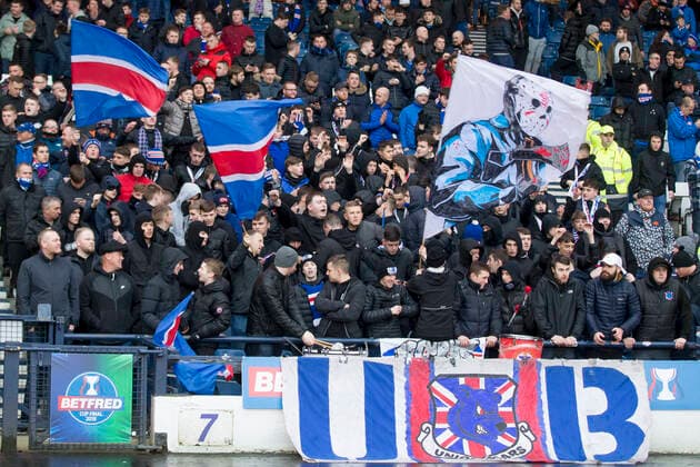 8th December 2019; Hampden Park, Glasgow, Scotland; Scottish League Cup Final Football, Celtic versus Rangers; Rangers fans show their support - Editorial Use  ActionPlus12194786 DavidxYoung
