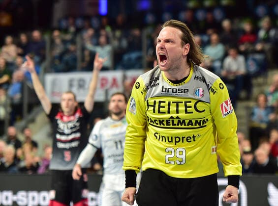 08 12 2019 Handball 1 Bundesliga LIQUI MOLY HBL Season 2019 2020 16 Matchday HC Erlangen Metropolregion Nürnberg HCE SC DHfK Leipzig OGo Nikolas Katsigiannis 29, HC Erlangen HCE Jubel Freude