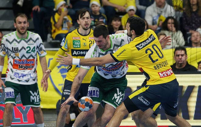 Handball, 1 Bundesliga Rhein Neckar Löwen Frisch Auf Göppingen, 16 Matchday on 08 12 2019, Season 2019 20, ZmdZ, Ivan Sliskovic 19, Goeppingen , Ilija Abutovic 20, Rhein Neckar Löwen , Rhein Neckar Löwen Frisch Auf Göppingen