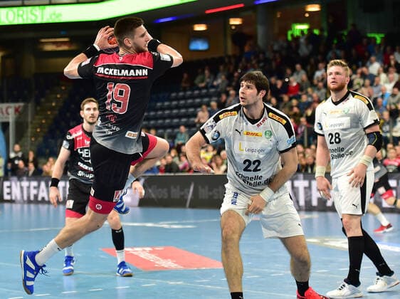 08 12 2019 Handball 1 Bundesliga LIQUI MOLY HBL Season 2019 2020 16 Matchday HC Erlangen Metropolitan Region Nuremberg HCE SC DHfK Leipzig OGo Sime Ivic 19, HC Erlangen HCE Marko Mamic 22, SC DHfK Leipzig