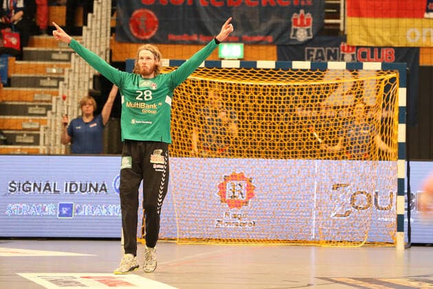 Handball 2 Handball Bundesliga 2019 2020 Handball Sportverein Hamburg vs TV Emsdetten Goalkeeper Aron Edvardsson Handball Sportverein Hamburg , Jubilation, Sporthalle Hamburg Hamburg Hamburg