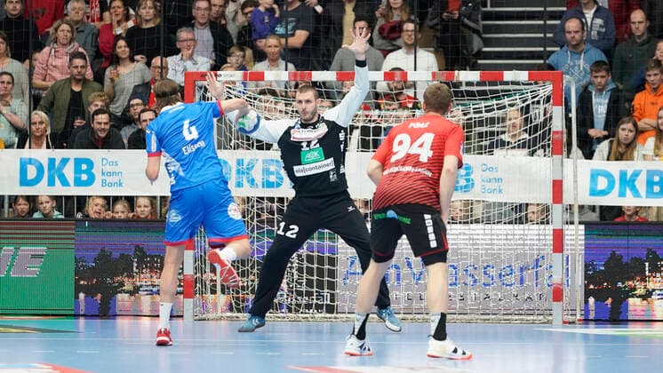08 12 2019, Emslandarena, Lingen, GER, Handball, 1 Bundesliga HSG Nordhorn Lingen vs TBV Lemgo Lippe, Björn Buhrmester HSG Nordhorn Lingen 12 in goal DFL REGULATIONS PROHIBIT ANY USE OF PHOTOGRAPHS AS IMAGE SEQUENCES AND OR QUASI VIDEO Lingen Niedersachsen Germany Emslandarena